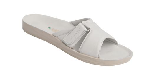 DRLUIGI MEDICAL LEATHER SLIDES SANDALS FOR WOMEN PU-02-20-KS - WHITE