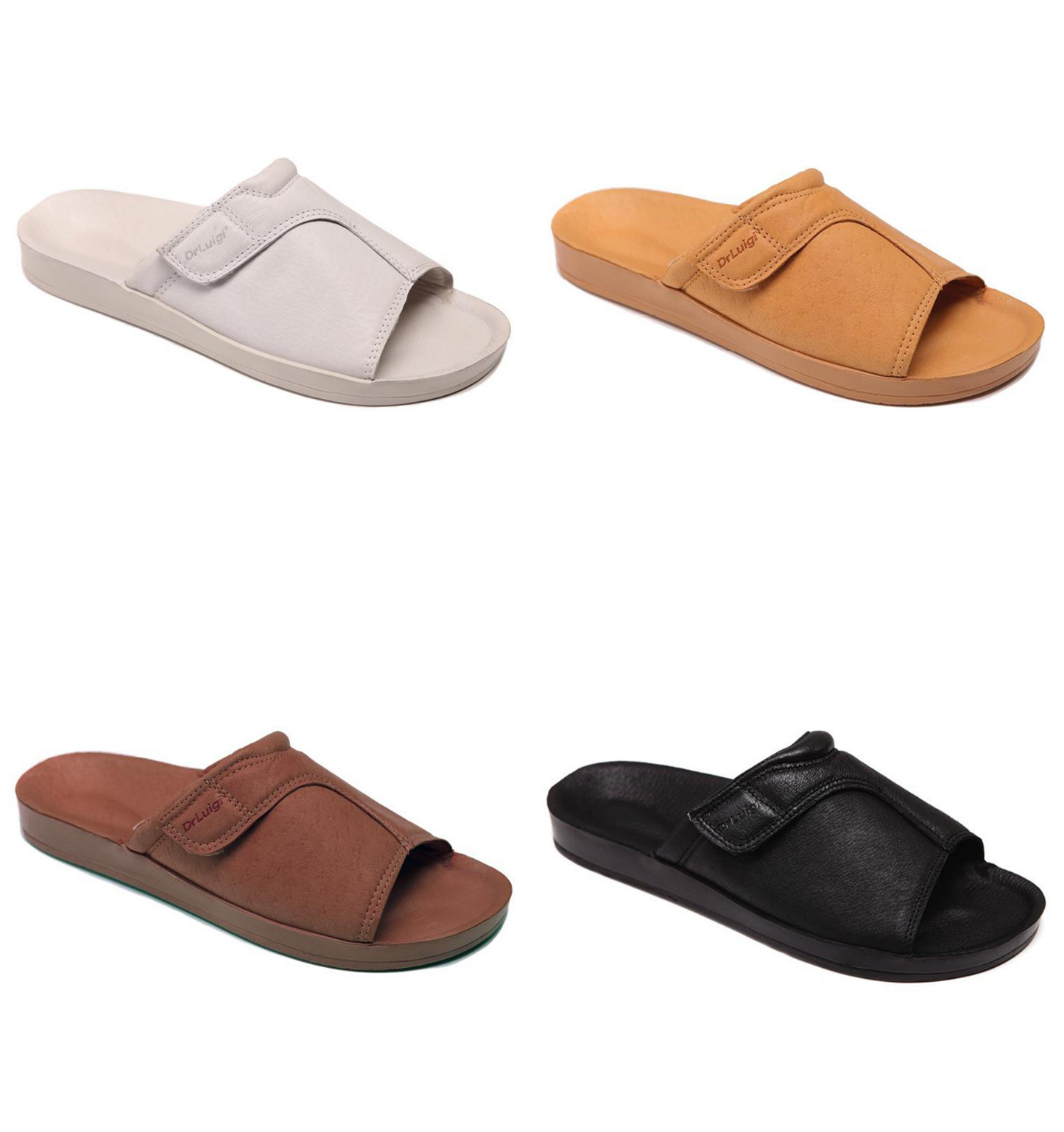 DRLUIGI MEDICAL LEATHER SLIDES SANDALS FOR MEN PU-02-21-KS